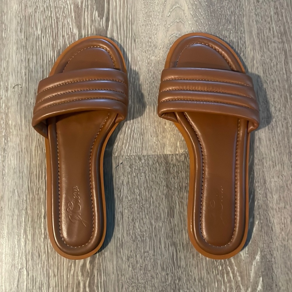 Great Condition J.Crew Tan Slides